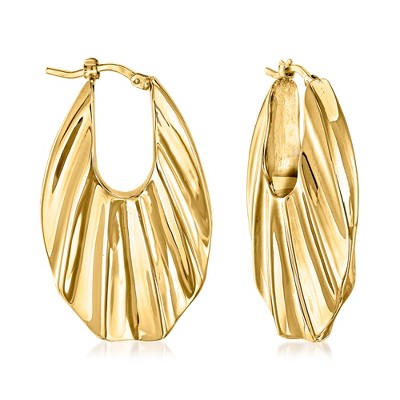 Ross-Simons Italian 18kt Yellow Gold Ribbed Hoop Earrings