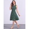 Allegra K Women's Floral Split Neck Drawstring Waist Sleeveless A-Line Summer Midi Dress - 2 of 4