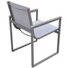 Outdoor Patio Dining Chair in Gray Powder Coated Finish with Gray Sling Textilene and Gray Wood Accent Arms - Set of 2 - 2 of 4