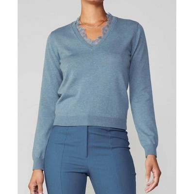 Women's Lace Detail V-neck Sweater - current air
