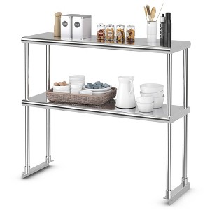 Costway 36'' 2-Tier Overshelf for Prep & Worktable Stainless Steel Adjustable Lower Shelf - 1 of 4