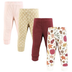 Hudson Baby Infant Girl Thermal Tapered Ankle Pants 4pk, Acorn Botanical - 1 of 4