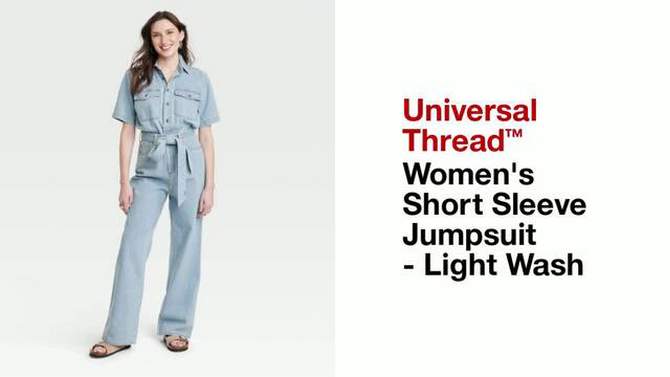 Women's Short Sleeve Jumpsuit - Universal Thread™ Light Wash, 2 of 8, play video