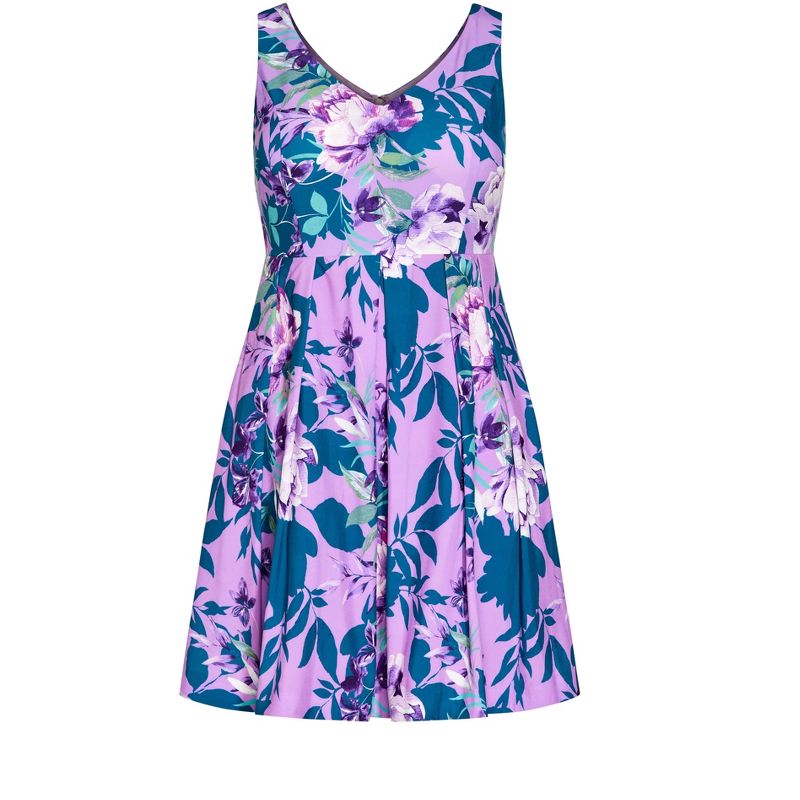 Women's Plus Size Hydrangea Print Dress - lilac | CITY CHIC, 5 of 7