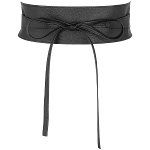INSPIRE CHIC Women's Faux Leather Bowknot Wrap Around Wide Waistband Obi Belts 1 Pc - 1 of 4