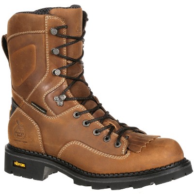 Men's Brown Georgia Boot Comfort Core Waterproof Low Heel Logger Work ...