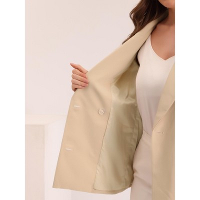 INSPIRE CHIC Women's Casual Fit Notched Lapel Double Breasted Plaid Formal Blazer Large White-Solid — фото 5