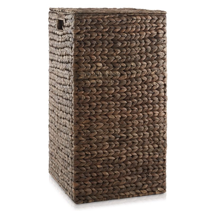Casafield Laundry Hamper with Lid and Removable Liner Bag, Woven Water Hyacinth Square Laundry Basket for Clothes, 3 of 7