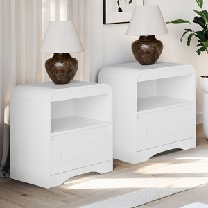 SOLACE FURNITURE Nightstand Set of 2,  Nightstand with Drawer Storage and Open Compartment for Bedroom Sofa Office - 1 of 4