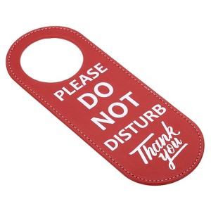 Unique Bargains PU Leather Waterproof Double-Side Office Home Door Hanger Sign - 1 of 4