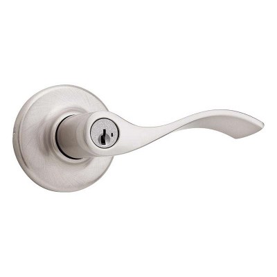 Photo 1 of Kwikset SmartKey Security Wave Satin Nickel Entry Lever KW1 2-3/4 in.