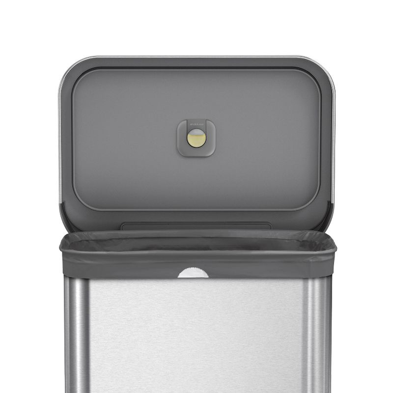 simplehuman 58L Dual Compartment Kitchen Step Trash Can Recycler with Liner Pocket Stainless Steel with Gray Plastic Lid, 5 of 6