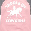 Girls' - Instant Message - Saddle Up Cowgirl Shirt Tail Raglan Graphic T-shirt - 2 of 4