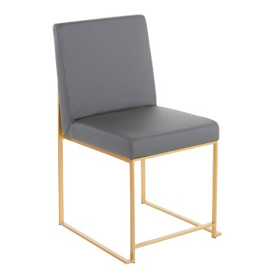 Elevated Fuji Gold Metal Frame Side Chair with Grey Faux Leather