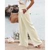 Women Summer High Waisted Cotton Linen Palazzo Pants Wide Leg Long Lounge Pant Trousers with Pocket - 2 of 3