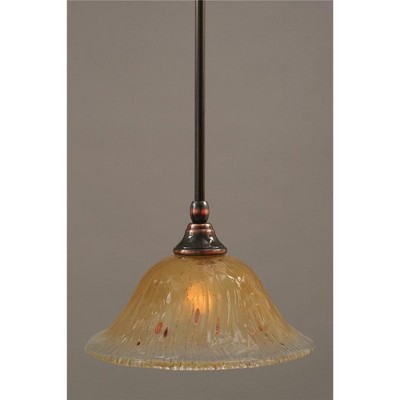 Toltec Lighting Any 1 - Light Pendant in  Black Copper with 10" Amber Crystal  Shade