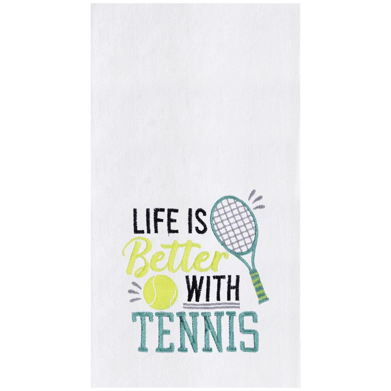 C&F Home Life With Tennis Embroidered Cotton Flour Sack Kitchen Towel, 1 of 5