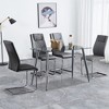 Modern home kitchen dining chair chrome round metal frame with gold legs and faux leather upholstery - 2 of 4