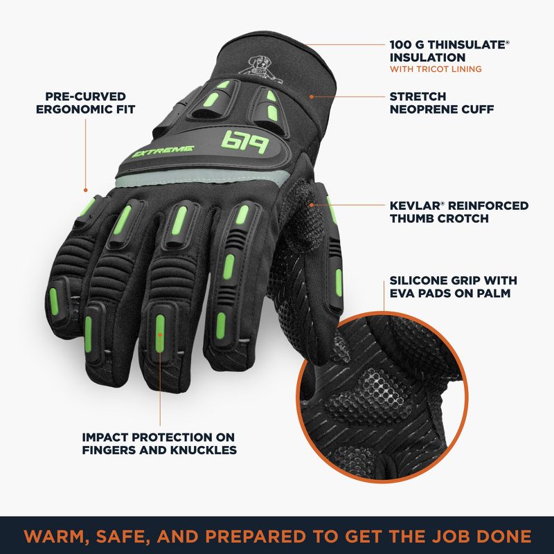 RefrigiWear Insulated Extreme Freezer Gloves with Grip Palm & Impact Protection, 3 of 7