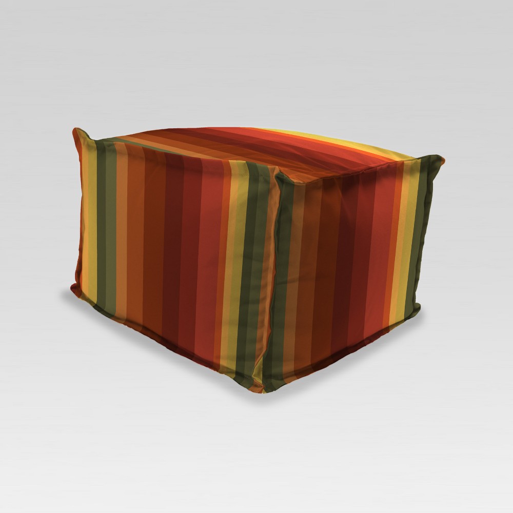 Outdoor Boxed Edge Pouf/Ottoman - Orange/Red - Jordan Manufacturing