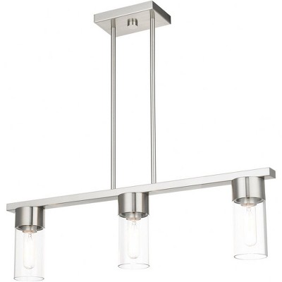 Brushed Nickel 3-Light Chandelier with Clear Glass Shades