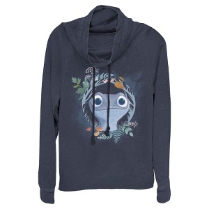 Juniors Womens Frozen 2 Bruni The Salamander Watercolor Portrait Cowl Neck Sweatshirt - 1 of 3