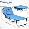 Costway Beach Chaise Lounge Chair with Face Hole Pillows & 5-Position Adjustable Backrest Blue - 3 of 4