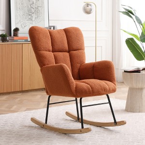 Teddy Upholstered Rocking Chair with High Backrest - 1 of 4