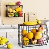 2pcs Fruit Basket Kitchen Storage Basket with Wood Lid, Stackable Wall Basket for Countertop Organization - 3 of 4
