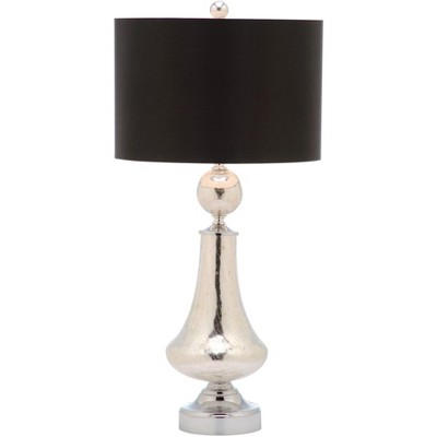 Mercury Crackle Glass Table Lamp Set with Black Shade