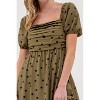 August Sky Women's Polka Dot Puff Sleeve Pleated Front Midi Dress - 4 of 4