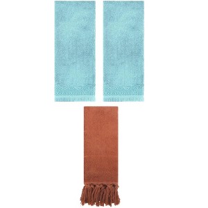 REGALWOVEN 3 Packs Cotton Absorbent Soft Turkish Hand Towels with tassel for Bathroom - 1 of 4