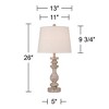 360 Lighting Jordanna 26" High Candlestick Farmhouse Rustic Country Cottage Table Lamps Set of 2 USB Port White Distressed Finish Living Room Charging - 4 of 4