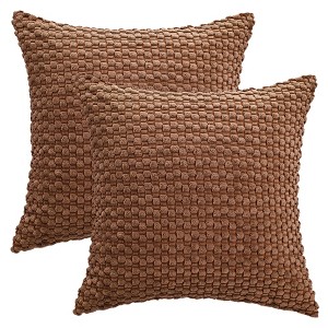 REGALWOVEN Corduroy Fade-Resistant Polyester Modern Square Throw Pillow Covers Set of 2 - 1 of 4