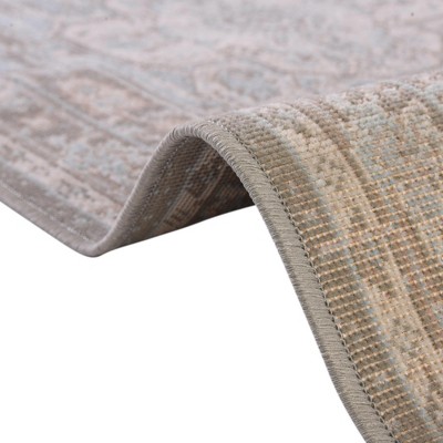 Gray Medallion Flat Woven Synthetic Indoor Rug, 4' x 6'