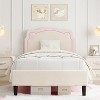 Twin Upholstered Smart LED Bed Frame with Adjustable Bear Headboard Velvet Princess Platform Bed Frame Wooden Slats Support No Box Spring Needed Easy - 3 of 4