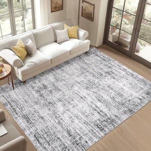 9x12,Runner Rug Soft Vintage Distressed Washable Rug Runners for Hallways Non-Slip Kitchen Runner Low Pile Retro Abstract Grey - 1 of 4