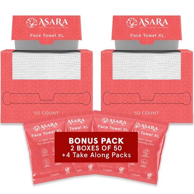 Asara Disposable Face Towel XL Facial Wipes - Organic Vegan Biodegradable Face Towels (100 Count)