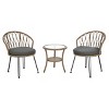 Outdoor Conversation Set, Patio Conversation Sets With 2 Rattan Chairs With Cushion And A Glass Round Table-Cuddlewood - 3 of 4