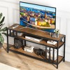 TV stand compatible with TVs up to 75 inches. Three-tier open shelving media cabinet. Industrial-style entertainment center for the living room. - 4 of 4