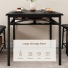 Square Dining Table Set for 4 with Wood Tabletop, 2 Upholstered Chairs & Bench, Heavy-Duty Metal Frame, Storage Dinette Set for Dining Room - 2 of 4