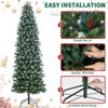 7.5 ft/9 ft Prelit Pencil Snow Flocked Spruce Artificial Christmas Tree w/ Incandescent Warm White Lights & Foldable Stand - 3 of 4