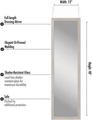 Driftwood Full Length Over-the-Door Mirror with Wood Frame