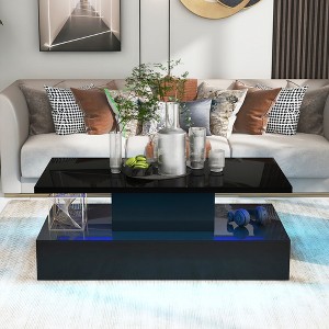 Modern Coffee Table with LED Lights 16 Colors 4 Lighting Modes Console Media Cabinet Entertainment Center for Living Room Dining Room Bedroom - 1 of 4