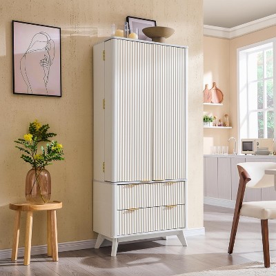 SinCiDo 72" Pantry Cabinet, Kitchen Pantry Storage Cabinet, with 10 Door Shelves & 2 Drawers, Wood Cupboard for Kitchen & Living Room