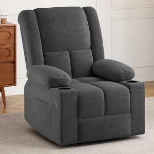 GlasFlength Accent Recliner Chairs, Wide Recliner, Adjustable Single Recliner Chair, for Living Room, Bedroom, Apartment, Gray, 31.5"*29"*42.8" - 1 of 4