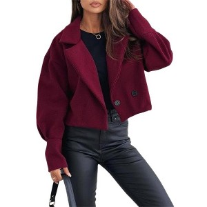 Women Coat Cropped Lapel Jacket - 1 of 3