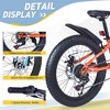 Naysaye Bicycles 24 Inch Fat Tire Mountain Bike 7 Speed for Boys and Girls for Beach and Snow, Orange, 64.17"*24.8"*35.04" - 3 of 4