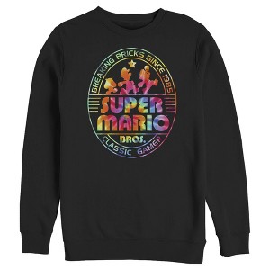Men's Nintendo Super Mario Brick Break 85 Tie-Dye Logo Sweatshirt - 1 of 3