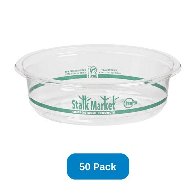 StalkMarket 8 oz Round Deli Container Clear Stalk Market Compostable PLA - Pack of 50